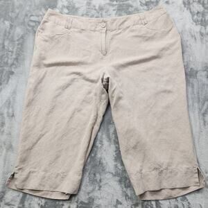 Lane Bryant Pants Womens 22 Tan Khaki Linen Blend High Rise Capri Office Preppy